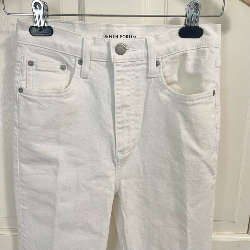 Aritzia Denim Forum Twiggy High Rise Flare Size 25 White Summer Spring - Picture 3 of 8